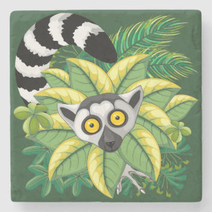 Lemurs van Madagaskar in Exotische Jungle Stenen Onderzetter