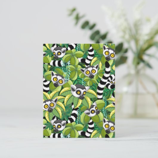 Lemurs van Madagaskar in het exotische Oerwoud Briefkaart (Staand voorkant)