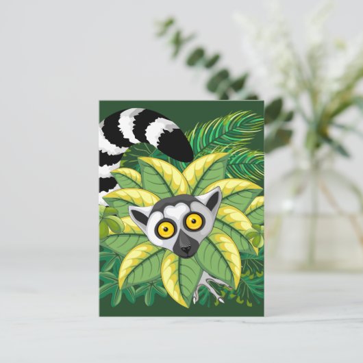 Lemurs van Madagaskar in het exotische Oerwoud Briefkaart (Staand voorkant)