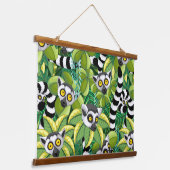 Lemurs van Madagaskar in het exotische Oerwoud Hangend Wandkleed (Gebogen)