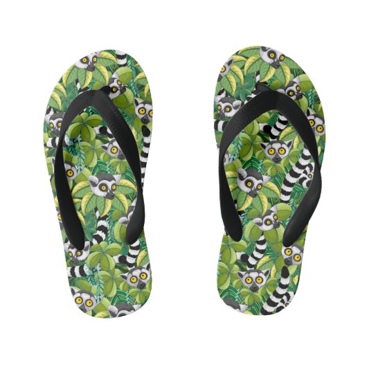 Lemurs van Madagaskar in het exotische Oerwoud Kinder Teenslippers (Voetbed)