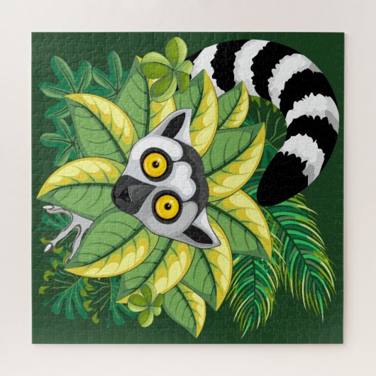 Lemurs van Madagaskar in het exotische Oerwoud Legpuzzel (Horizontaal)