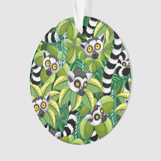Lemurs van Madagaskar in het exotische Oerwoud Ornament (voorkant)