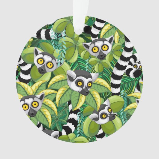 Lemurs van Madagaskar in het exotische Oerwoud Ornament (voorkant)