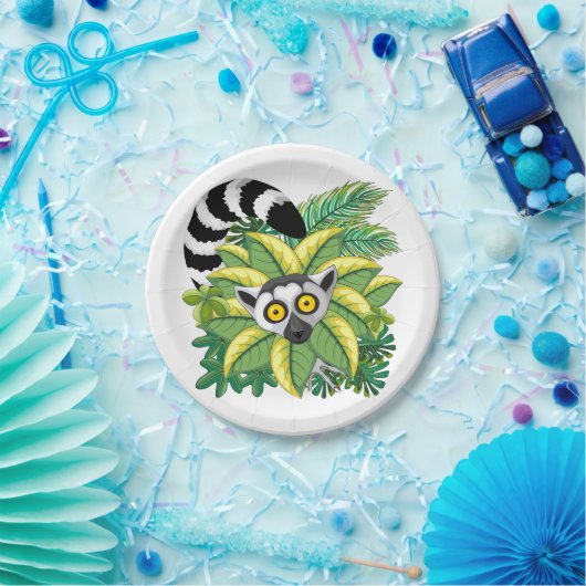 Lemurs van Madagaskar in het exotische Oerwoud Papieren Bordje (Feest)