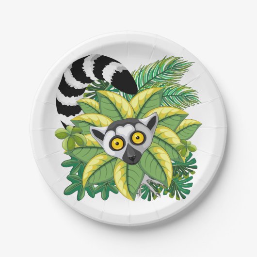 Lemurs van Madagaskar in het exotische Oerwoud Papieren Bordje (Voorkant)