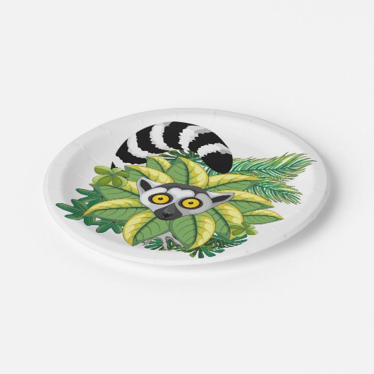 Lemurs van Madagaskar in het exotische Oerwoud Papieren Bordje (Gekanteld)