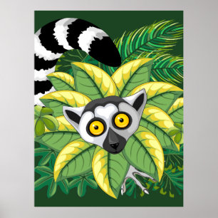 Lemurs van Madagaskar in het exotische Oerwoud Poster