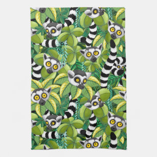 Lemurs van Madagaskar in het exotische Oerwoud Theedoek