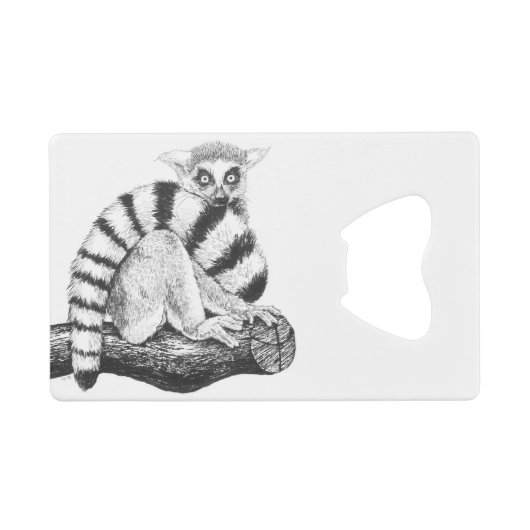 Lemurtekening Creditkaart Flessenopener (Voorkant (Horizontaal))