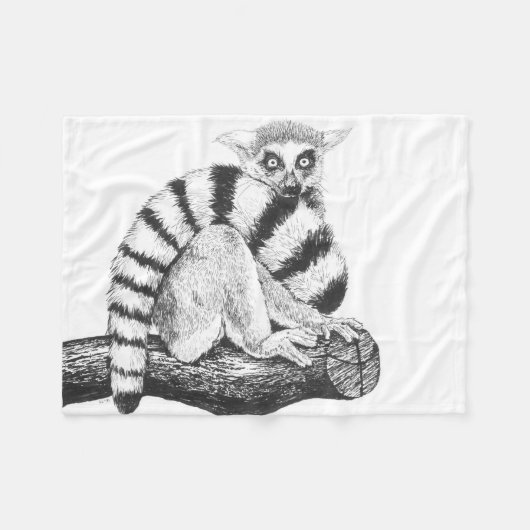 Lemurtekening Fleece Deken (Voorkant (Horizontaal))