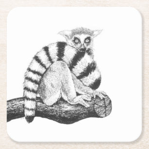 Lemurtekening Kartonnen Onderzetters