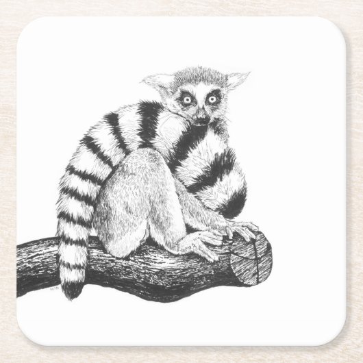 Lemurtekening Kartonnen Onderzetters (Voorkant)