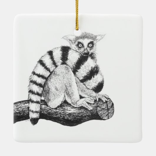 Lemurtekening Keramisch Ornament (Achterkant)
