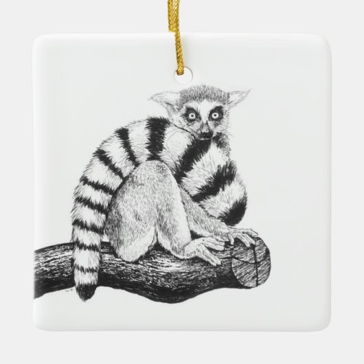 Lemurtekening Keramisch Ornament (Voorkant)