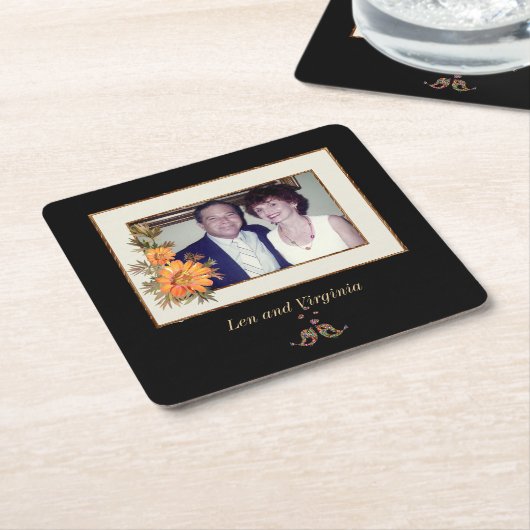 Len and Virginia Square Sticker Kartonnen Onderzetters (Schuin)