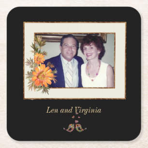 Len and Virginia Square Sticker Kartonnen Onderzetters