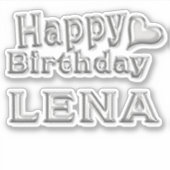 Lena Happy Birthday silver Aufkleber Sticker (Voorkant)