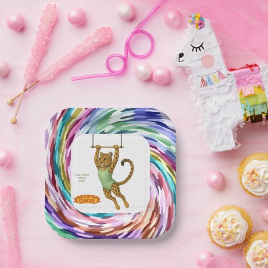 Lena leopard trapeze artist papieren bordje (Feest)