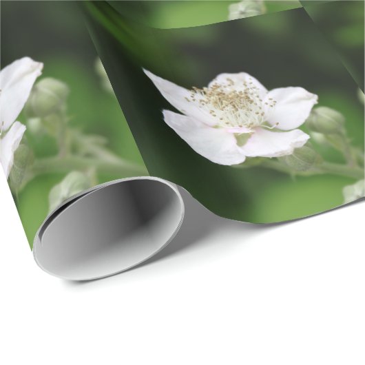  lende witte frambozenbloemfotografie cadeaupapier (Rol Hoek)