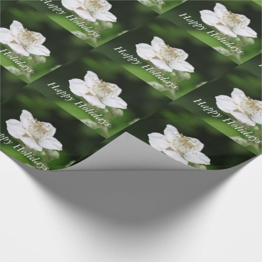  lende witte frambozenbloemfotografie cadeaupapier (Hoek)