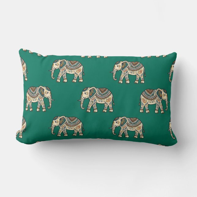 Lendense Groene Olifant Ontwerp Kussen (Voorkant)