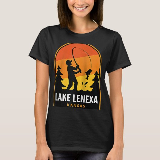 Lenexa Kansas-meer Vissen Raglan T-shirt (Voorkant)