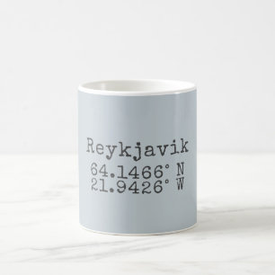 Lengte- en breedtegraad van Reykjavik Koffiemok