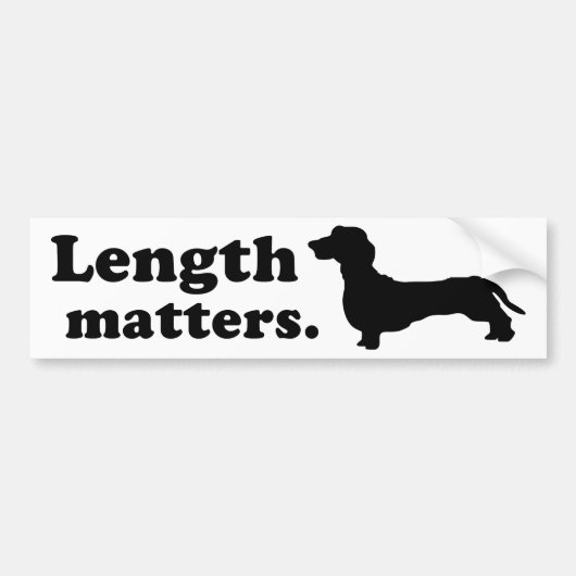 "Lengte telt." (Dachshund) Bumpersticker (Voorkant)