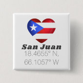 Lengtegraad van San Juan Puerto Rico Vierkante Button 5,1 Cm (Voorkant)