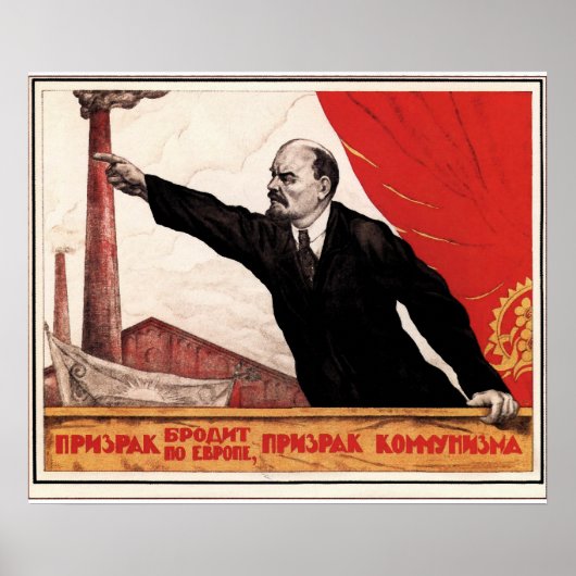  Lenin en Rode Vlag Poster (Voorkant)