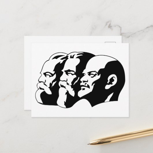 Lenin, Marx, Engels, Soviet Union, Communism Briefkaart (Voorkant / Achterkant in situ)