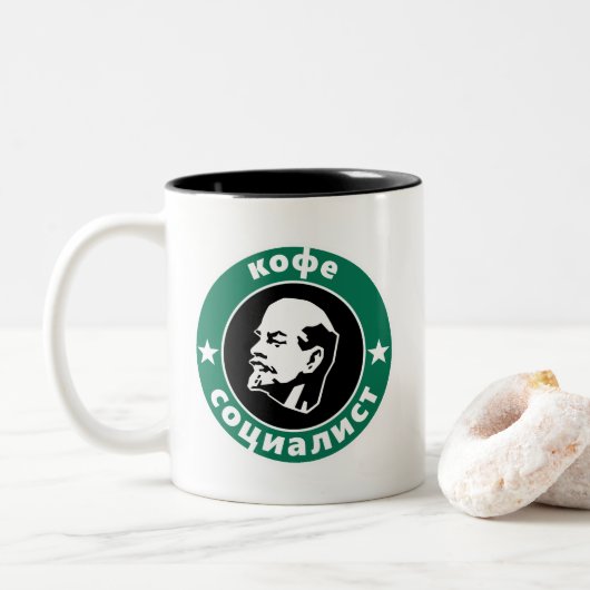 Lenin Socialist Coffee Tweekleurige Koffiemok (Met donut)