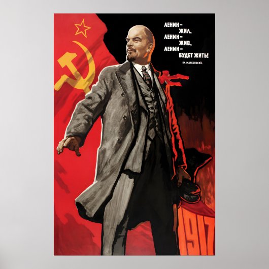Lenin Sovjet Propaganda Poster, Leve Lenin! Poster (Voorkant)