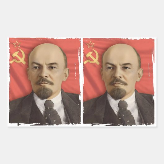 Lenin-Stickers (in 2 snijden) Rechthoekige Sticker (Voorkant)