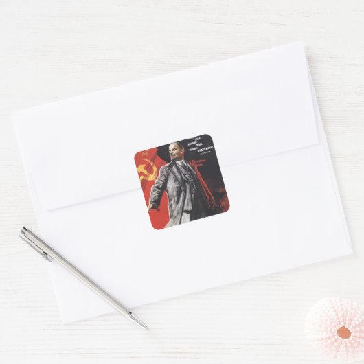 Lenin Vierkante Sticker (Envelop)