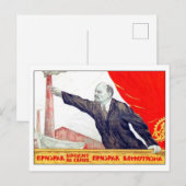 Lenin wijst naar fabriek, Sovjetpropaganda Briefkaart (Voorkant / Achterkant)