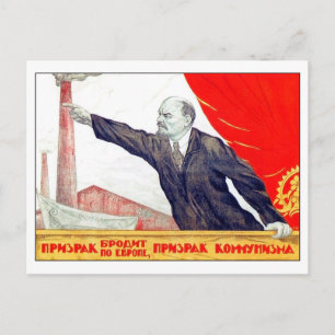 Lenin wijst naar fabriek, Sovjetpropaganda Briefkaart