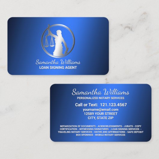 Lening ondertekening notaris openbaar visitekaartje (Voorkant / Achterkant)