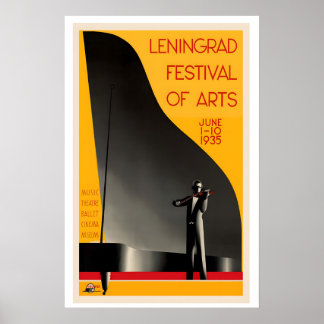 Leningrad Festival van de Kunsten 1935 Oude Reispo Poster