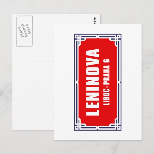 Leninova, Praag, Tsjechische straatnaam Briefkaart (Voorkant / Achterkant)