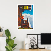 Lenk Oberland Bernese Switzerland Vintage Ski Poster (Thuiskantoor)