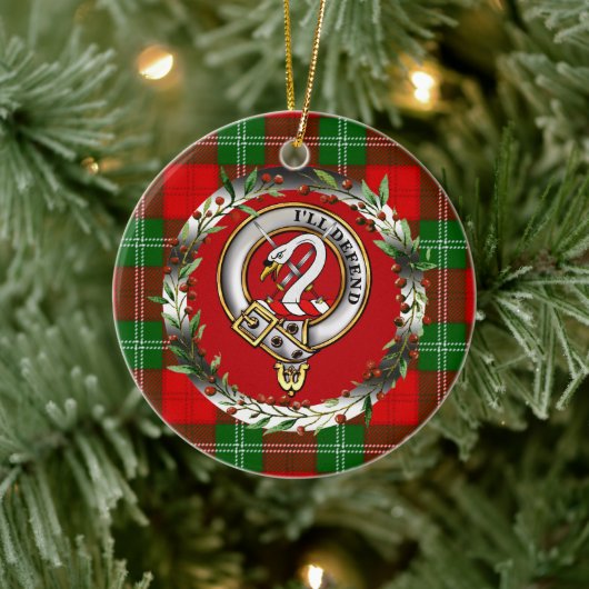 Lennox Clan Badge & Tartan Personalized Christmas Keramisch Ornament (Boom)