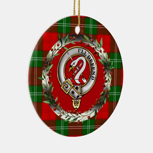 Lennox Clan Badge & Tartan Personalized Christmas Keramisch Ornament (Rechts)