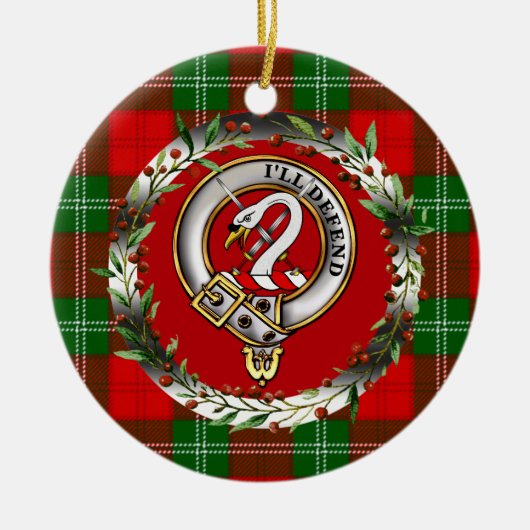 Lennox Clan Badge & Tartan Personalized Christmas Keramisch Ornament (Voorkant)