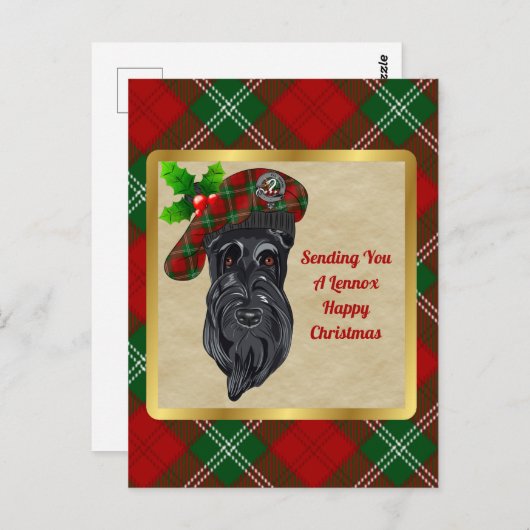 Lennox Clan Badge & Tartankerst Briefkaart (Voorkant / Achterkant)