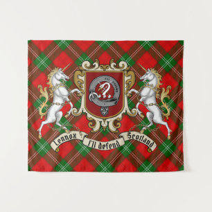 Lennox Clan Badge & Unicorns met Tartan Wandkleed