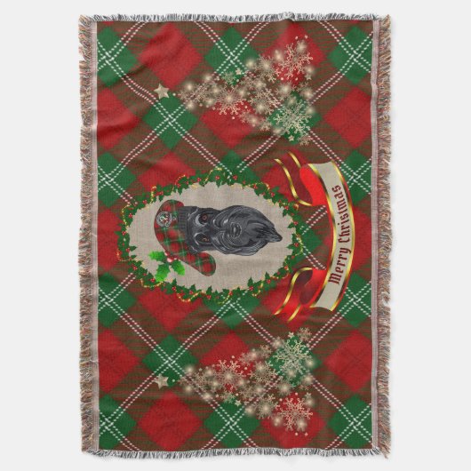 Lennox Scottie Dog kersttrow Blanket Deken (Voorkant Verticaal)