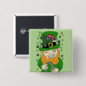 Lenny de Leprechaun 2 inch vierkante Button (Voorkant /achterkant)