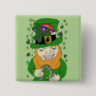 Lenny de Leprechaun 2 inch vierkante Button